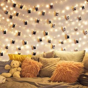 Strings Fairy LED String Lights 5m/10m Po Clip Outdoor USB Battery Operated Wedding Party Garland Christmol Decorations