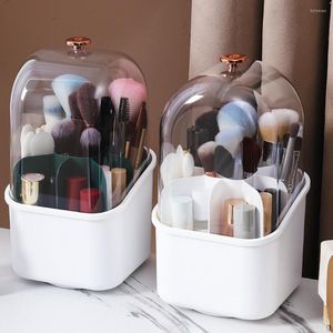 Storage Boxes Cosmetic Box Transparent Partition 360-degree Rotating Lipstick Eyebrow Pencil Brush Makeup Bucket Pen Holder With Lid