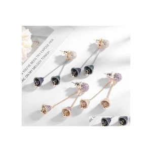 Dangle Chandelier Female Crystal Zircon Stone Earrings Fashion Long Tassel Bells Ear Stud Vintage Charm Papend Studs Earring For W Dh5Ps