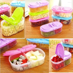 Storage Bottles Snack Box Refrigerator Preservation Double-compartment Can With Lid Household Cereal Food Container
