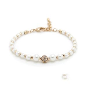 Perlenstränge Top Qualität Natürliche Perlenarmbänder Weiße Faux Gefälschte Perlen Ketten Gold Silber Rose Wrap Armreif Für Frauen Luxus Schmuck OTRVF