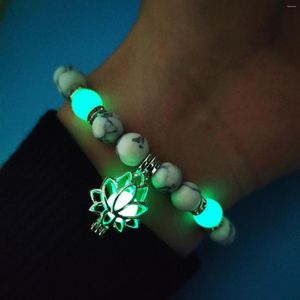 Bracelets de charme Binchas luminosas pulseira de lótus Vintage Amulet Bangle Yoga Praket Party Party Date Anniversary Gifts for Women Girl Couples