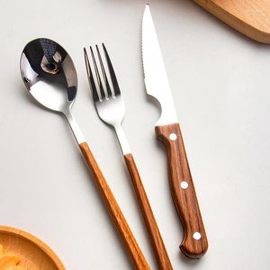 Geschirrsets 12/16pcs Edelstahl Besteck Plastikgriff Klemme Western Geschirr Messer Fork Tee Löffel Silber Abendessen Abendessen