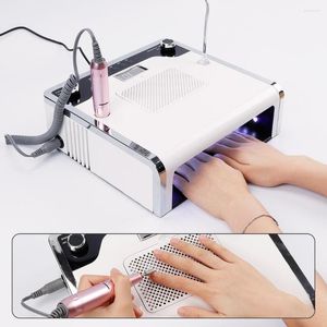 Nail Drill 3in1 30000RPM LED Lamp Electric Polisher Dust Cleaner Vacuum Suction Machine Gel File Curing Dryer Manicure