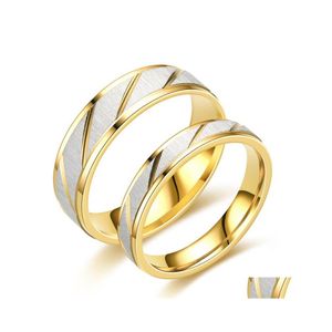 Paar Ringe 46mm Edelstahl Gravieren Name Liebhaber Gold Wellenmuster Hochzeit Versprechen Ring Für Frauen Männer Verlobung Schmuck Drop de Otlzd