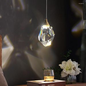 Lâmpadas pendentes Bedroom lustre nórdico All Brass Led Lamp Interior Decoration 220V Crystal