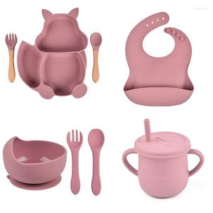 Bowls Baby Safe Sucker Silicone Dining Plate Solid Cute Cartoon Children Dishes Suction Toddle Training Tableware Kids Feeding