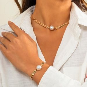 Chains IngeSight.Z Simple Imitation Pearl Choker Necklaces Geometric Square Thin Link Chain Short Collar Women Neck JewelryChains Gord22