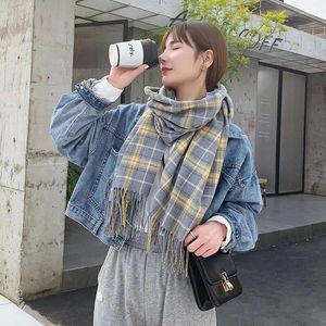 Scarves Autumn Winter Cashmere Plaid Neck Scarf Women Warm Female Fashion Capes Shawls And Foulard