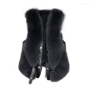 Pelliccia da donna 2023 Inverno Imitazione Erba Gilet Cappotto corto Gilet occidentale da donna in un unico pezzo