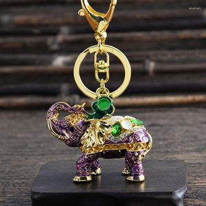 Klasyna Easya Design 3D Enamel Słoni rzemieślnicze Kluczowy uchwyt Moda Kryształowa torba zwierząt wisiorek unikalny prezent biżuterii