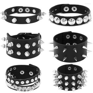Link Bracelets 6 Pcs/set Vintage Leather Bracelet Set For Women Men Spike Rivet Handmade Braided Wrap Charm Jewelry Accessories