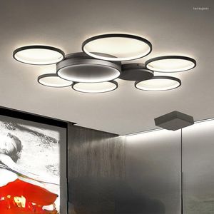 Taklampor ledde modern ljuskrona för vardagsrum sovrum kök svart vit rund form lampa heminredning dimbar belysning fixtur