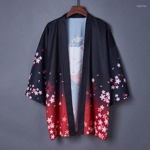 Этническая одежда мода мода китайский стиль кимоно маска печать женщин Кардиган Лето свободный пляж Тушн пальто