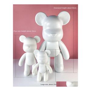 Nyhetsspel 7/18/23/33 Cm Fluid Bear Vit mögel Handgjorda DIY Graffiti Bearbrick Staty Manual Föräldrabarn Leksaker Violent Scpture Deco Dhlax