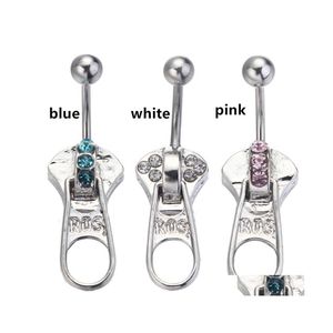Navelklockknapp ringer blixtlås Punk Style Belly Ring Nail Body Jewelry Piercing Fashion Buttons C3 Drop Delivery Dhvob