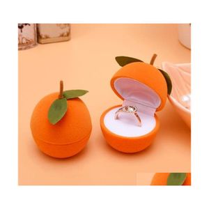 Pudełka biżuterii Veet Pierścień Pudełko Kołek owocowy Orange Color Display Prezent Case 2237 T2 Drop dostawa opakowanie Dhu4x