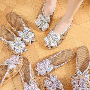 Slippers Hand-Woven Rattan Grass Creative 2023 Summer Fashion Ladies Home Leisure Indoor Non-Slip Mute Shoes Show
