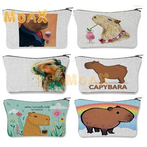 Cosmetic Bags Capybara Cute Womens Clutch Eco School Pencil Case Trendy Coin Purse Toiletry Organizer Makeup Pouch Children Gift