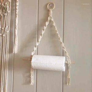 Dekorativa figurer Creative Toalettpappers rullhållare kök handvävd bomullstråd ingen hål stans el vertikal hängning