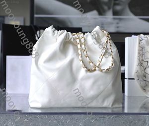 10A Top Tier Quality Luxuries Designer 22 Bolsa de Mão Acolchoada Hobo Tote Feminina Pequena Bolsa de Couro Real Bolsa de Compras Tote Branco de Pele de Bezerro