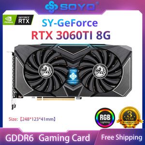 SOYO Full New Graphics Card RTX 3060TI 8G GDDR6 NVIDIA GPU Desktop Computer PCI Express X16 4.0 RGB Gaming Video Cards Warranty