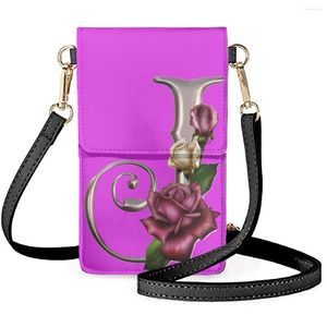 Borse da sera FORUDESIGNS Oro Alfabeto J Trucco da donna Lettera Bouquet Design Briar Rose Card Pack Borsa per cellulare Busta femminile