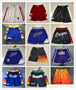 Throwback Basketball Shorts Stitched With Pocket Zipper Sweatpants Mesh Retro Sport PANTS S-2XL