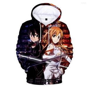 Hoodies masculino Sword Art online 3D impressão capuz Homens e mulheres Model de moletom 3D Padrão de anime Autumn Pullover legal Top