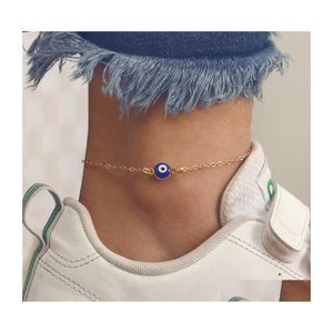 Anklets Fashion Jewelry Turkish Evil Eye Anklet Blue Eyes Summer Beach Drop Delivery Dht9Y