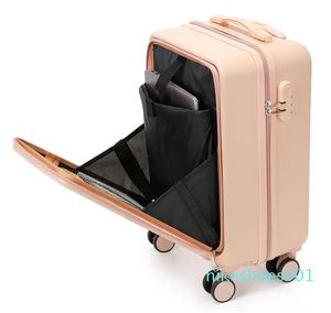 Valigie Fashion Front Open Trolley Trolley Sipnner Wheels Donna Valigia da viaggio Uomo Cabina Trolley Box