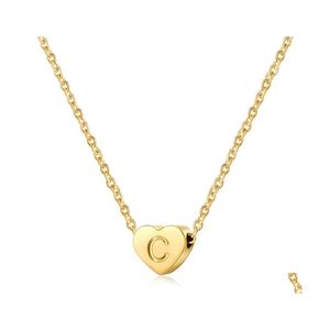 Pendant Necklaces Stainless Steel Necklace Fashion Rose Gold Chain Initial Charms Metal Heart A To Z Letters For Women Single Name J Otxw5