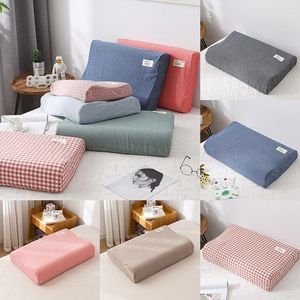 Pillow Case Cotton Latex Cover Soft Solid Color Plaid Sleeping Pillowcase For Memory Foam 30x50/40x60cm