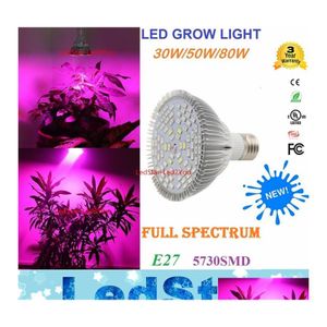 Rosną światła 30W 50 W 80W E27 PAR20 PAR30 PAR38 FL Spectrum LED Lamp Lampa roślinna BB Ir UV 5730 Kwiat Hydroponika System Drop OTS5L