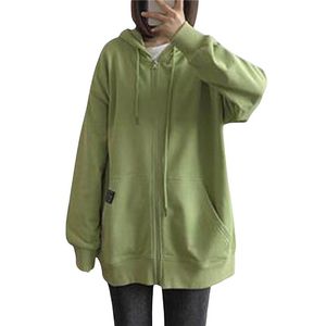 Women's Jackets 7 Color Women Hooded Sweater Adults Solid Long Sleeve Cardigan With Drawstring Pocket