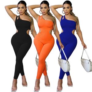 Summer Sleeveless Jumpsuits Women Clothes Spring Bodycon Rompers Sexy Hollow out One Shoulder Jumpsuits One Piece Outfits Skinny Overalls leggings Bulk Items 8187