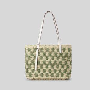 Casual Striped Straw Basket Bag Paper Woven Women Handbag Handmade Summer Beach Shoulder Bags Small Tote Bali Shopper Purse 2023 230129