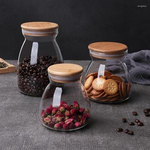 Aufbewahrungsflaschen Transparenter Glas-Teekanister Versiegelte Süßigkeitenbox mit Deckel Haushaltsgroßraum-Mehrkorn-Kaffeebohnen-Trockenfruchtglas