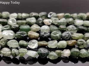 Pärlor Green Rutilated Quartz 5x8 Straight Hole Long Chain 1 Strands/Set mycket vackra för alla typer av DIY -armbandsdesign