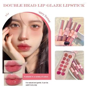 Lip Gloss 1pcs Double Head Sexy Red Makeup Matte Mirror Glaze Korean Cosmetic Water Mud Lipstick T1W7