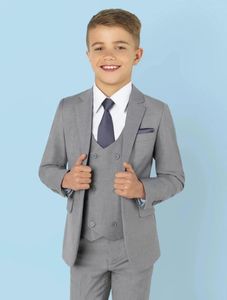 Men's Suits 2023 Fashion Grey Notch Lapel Kids Children Wedding Blazer Formal Suit Double Breasted Vest Boy Birthday Party Business