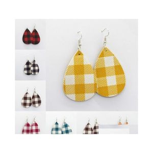 Baumeln Kronleuchter Weihnachten Leder Ohrringe Mode Plaid Teardrop Ohrring Charme Schmuck Für Frauen Eardrops Dekor Zubehör Dhs D Dhbvf