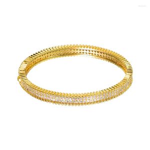 Pulseiras de punho de pulseira para mulheres casal feminino senhor amarelo cor de ouro amarelo cheia de chartocalas de cristal de pedra moda