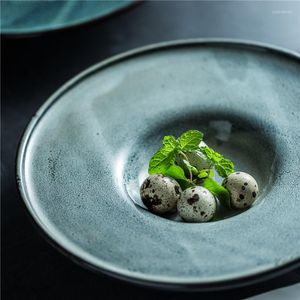 Teller, europäischer kreativer Keramik-Western-Suppenteller, Stroh, Zuhause, tiefes Restaurant, rundes Tablett, Salat