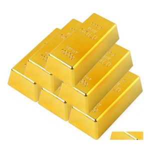 Party Games Crafts Replica Gold Bar Fake Golden Brick Blion Movie Prop Novelty Gift Joke Doorstop Paperweight For Halloween Wester Dhyzt