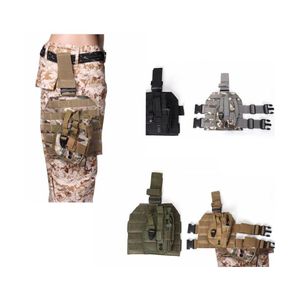 Tactical Accessories Outdoor Molle Drop Leg Bag Platform Panel With Pistol Holster Adjustable Nylon Magazine Pouch Delivery Sports O Dhxi2