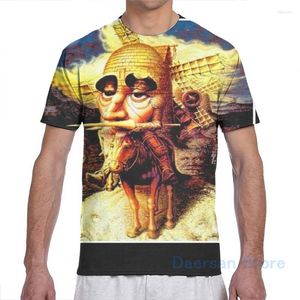 Herr t-skjortor don quixote vintage abstrakt dali lutning vid väderkvarnar trycker män t-shirt kvinnor över hela tjejskjorta pojke toppar tees tees