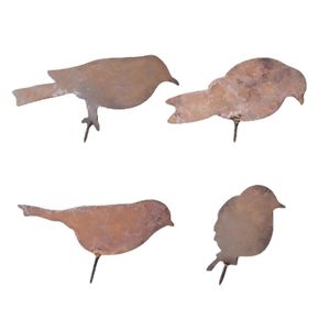 Garden Decorations Iron Patina Profile Rusty Singing Warbler Design Decoration Birds Silhouette Statyer Art Ornament Decor Elegant Slagd