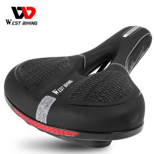 Saddles West Bicking MTB Bicycle Saddle Confortável Ciclismo Suspensão Suspensão Esponja grossa Aviso de segurança não deslizante Big tras Bike Cushion 0130