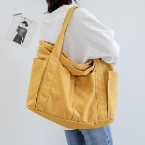 Duffel Bags Women's School Messenger för kvinnor axel damer designer handväska solid stor kapacitet duk kvinnlig rese tote